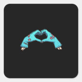 Zombie Hands Heart Halloween Spooky Vierkante Sticker (Voorkant)