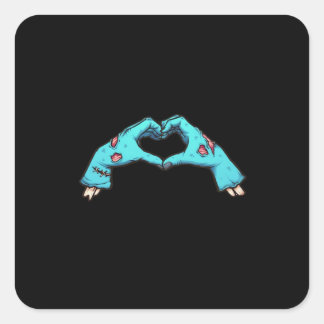 Zombie Hands Heart Halloween Spooky Vierkante Sticker
