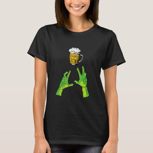 Zombie Hands Reaching for Beer Halloween Costume T-shirt (Voorkant)