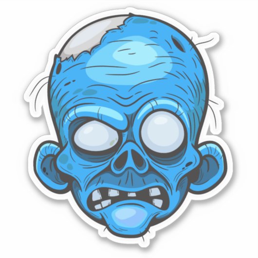 Zombie Head Illustratie Kunst Sticker (Voorkant)