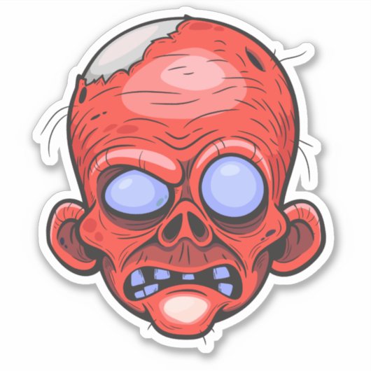 Zombie Head Illustratie Kunst Sticker (Voorkant)