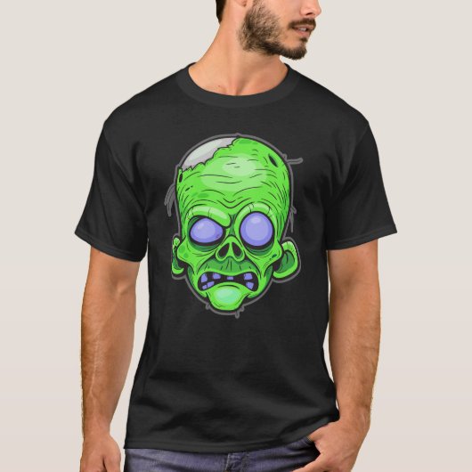 Zombie Head Illustratie Kunst T-shirt (Voorkant)
