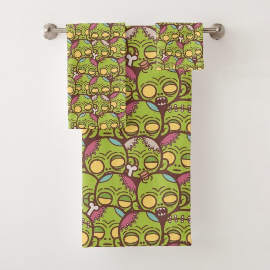 Zombie Head Seamless Pattern Bad Handdoek (Insitu)