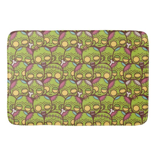 Zombie Head Seamless Pattern Badmat (Voorkant)