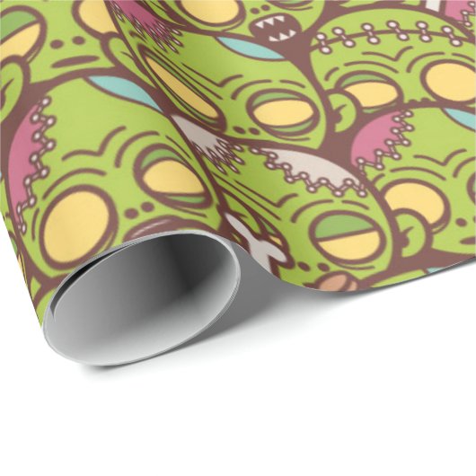 Zombie Head Seamless Pattern Cadeaupapier (Rol Hoek)