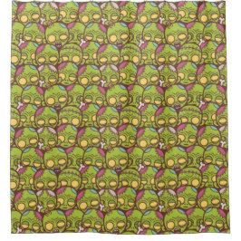 Zombie Head Seamless Pattern Douchegordijn