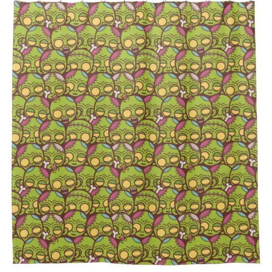 Zombie Head Seamless Pattern Douchegordijn (Voorkant)