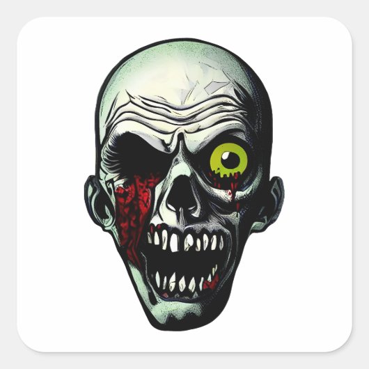Zombie Head Vierkante Sticker (Voorkant)