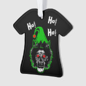 Zombie - Ho! Ho! Ho! gebogen Pet op zwart Ornament (voorkant)