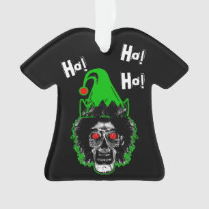 Zombie - Ho! Ho! Ho! gebogen Pet op zwart Ornament