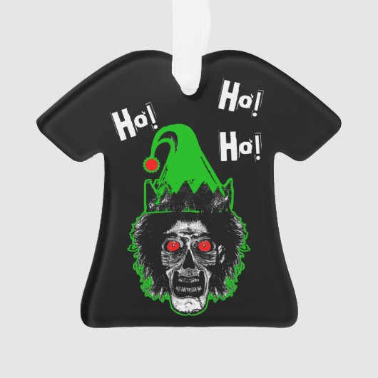 Zombie - Ho! Ho! Ho! gebogen Pet op zwart Ornament (voorkant)