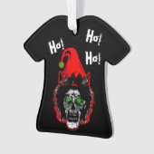 Zombie - Ho! Ho! Ho! Rood gebogen Pet op zwart Ornament (voorkant)