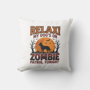 Zombie Hond Patrol Vintage Halloween T-shirt Ontwe Kussen