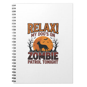Zombie Hond Patrol Vintage Halloween T-shirt Ontwe Notitieboek