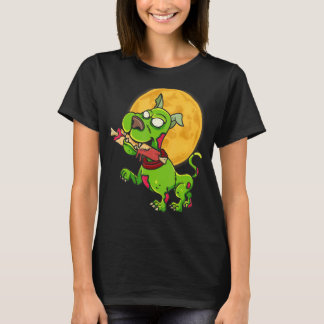 Zombie Hond Volle Maan Halloween Kostuum T-shirt