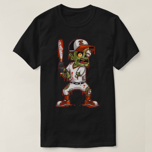Zombie Honkbal Batter Halloween Trick voor het beh T-shirt (Design voorkant)
