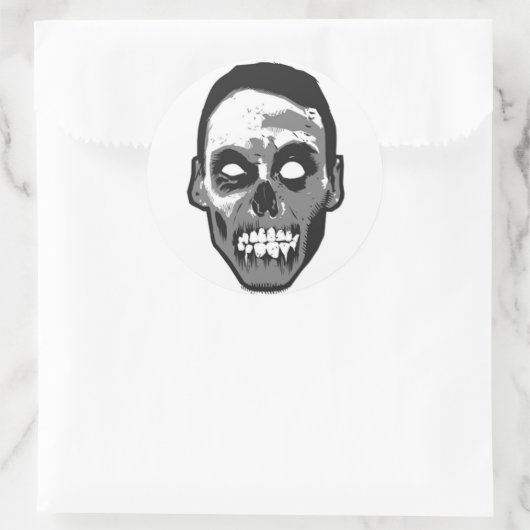 Zombie hoofd Logo Ronde Sticker (Tas)