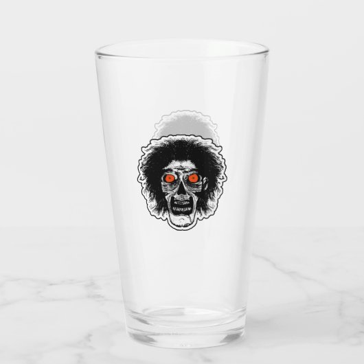 ZOMBIE HOOFD Oranje Ogen Glas (Achterkant)