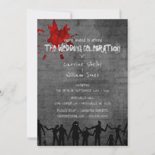 Zombie Horde Gothic Dark Wedding Invitation Kaart
