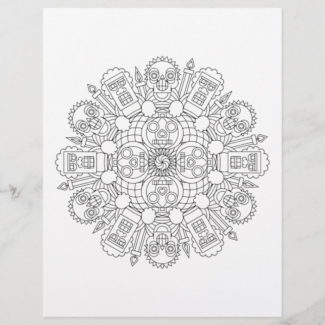 Zombie Horde Halloween Mandala kleurplaat (Voorkant)