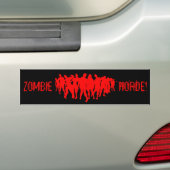 ZOMBIE HORDE! rode bumpersticker op zwart (Op auto)