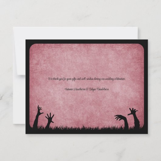 Zombie Horror Halloween bruiloft Bedankkaart (Achterkant)
