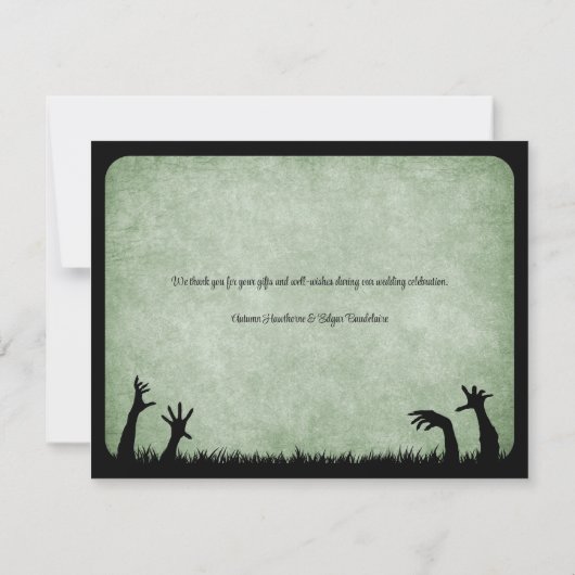 Zombie Horror Halloween bruiloft Bedankkaart (Achterkant)