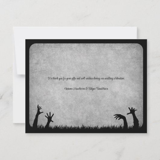 Zombie Horror Halloween bruiloft Bedankkaart (Achterkant)