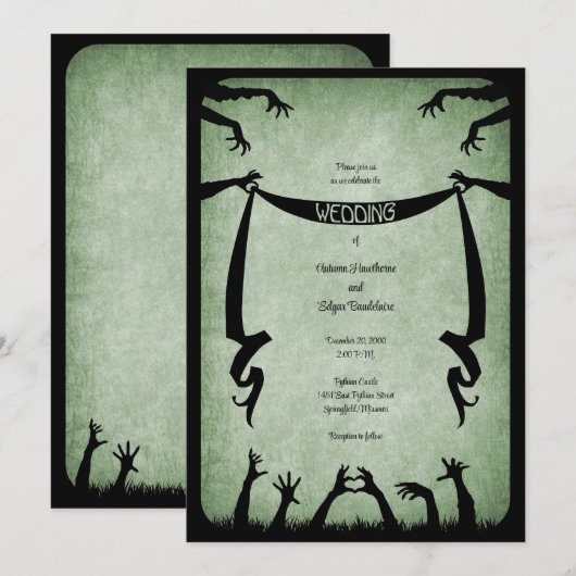 Zombie Horror Halloween bruiloft Kaart (Voorkant / Achterkant)