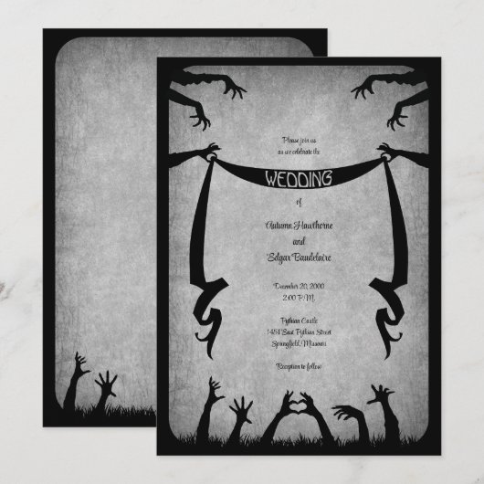Zombie Horror Halloween bruiloft Kaart (Voorkant / Achterkant)