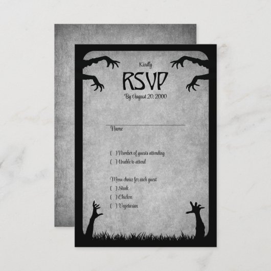 Zombie Horror Halloween bruiloft RSVP Kaartje (Voorkant / Achterkant)