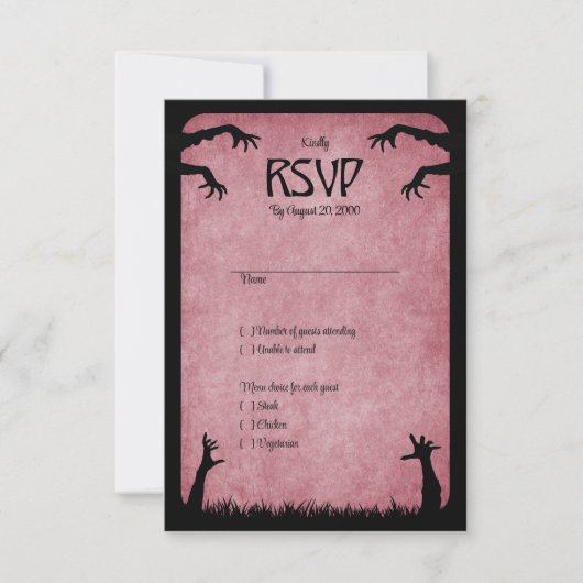 Zombie Horror Halloween bruiloft RSVP Kaartje (Voorkant)