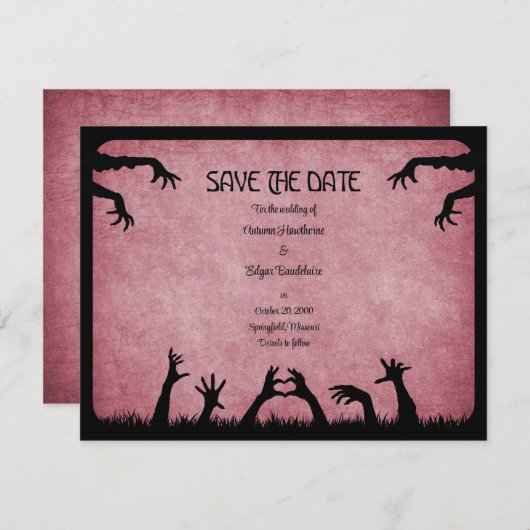 Zombie Horror Halloween bruiloft Save The Date (Voorkant / Achterkant)