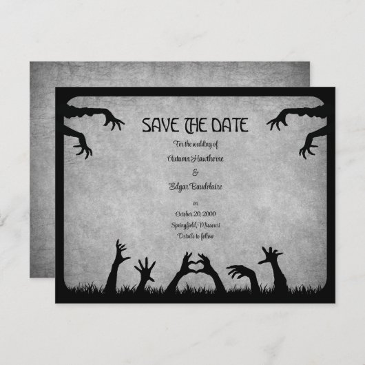 Zombie Horror Halloween bruiloft Save The Date (Voorkant / Achterkant)