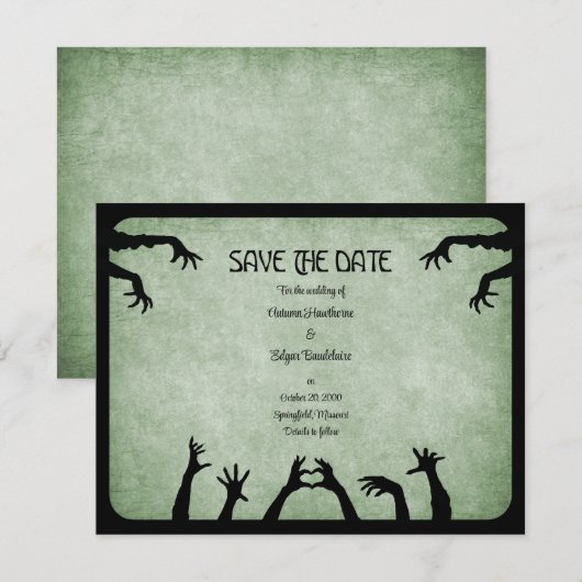 Zombie Horror Halloween bruiloft Save The Date (Voorkant / Achterkant)