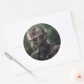 Zombie Horror Hoofd Ronde Sticker (Envelop)