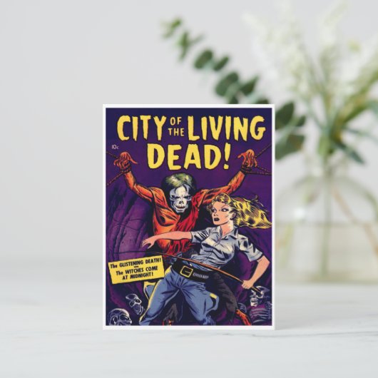 Zombie -  horrorstrip briefkaart (Staand voorkant)