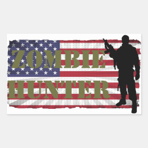 ZOMBIE HUNTER AMERICAN FLAG RECHTHOEKIGE STICKER