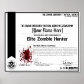 Zombie Hunter Certificate - ZETA Poster (Voorkant)