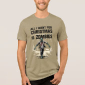 Zombie Hunter Kerstwens Zombies voor Kerstmis Tri-Blend Shirt (Voorkant)