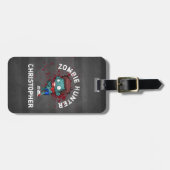 Zombie Hunter met bloedplaatje crème Bagagelabel (Voorkant horizontaal)