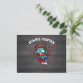 Zombie Hunter met bloedplaatje crème Briefkaart (Staand voorkant)