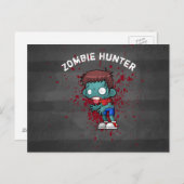 Zombie Hunter met bloedplaatje crème Briefkaart (Voorkant / Achterkant)