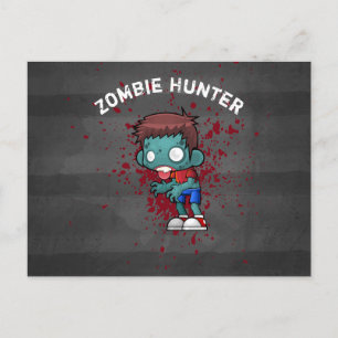 Zombie Hunter met bloedplaatje crème Briefkaart