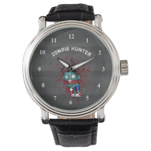 Zombie Hunter met bloedplaatje crème Horloge