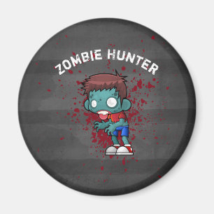 Zombie Hunter met bloedplaatje crème Magneet