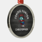 Zombie Hunter met bloedplaatje crème Metalen Ornament (Rechts)