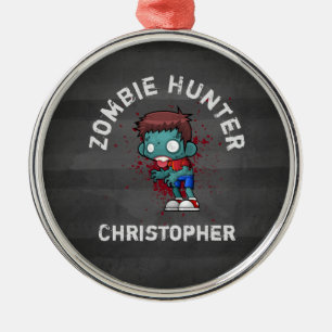 Zombie Hunter met bloedplaatje crème Metalen Ornament