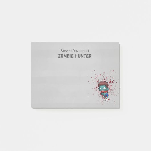 Zombie Hunter met bloedplaatje crème Post-it® Notes (Voorkant)