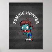Zombie Hunter met bloedplaatje crème Poster (Voorkant)